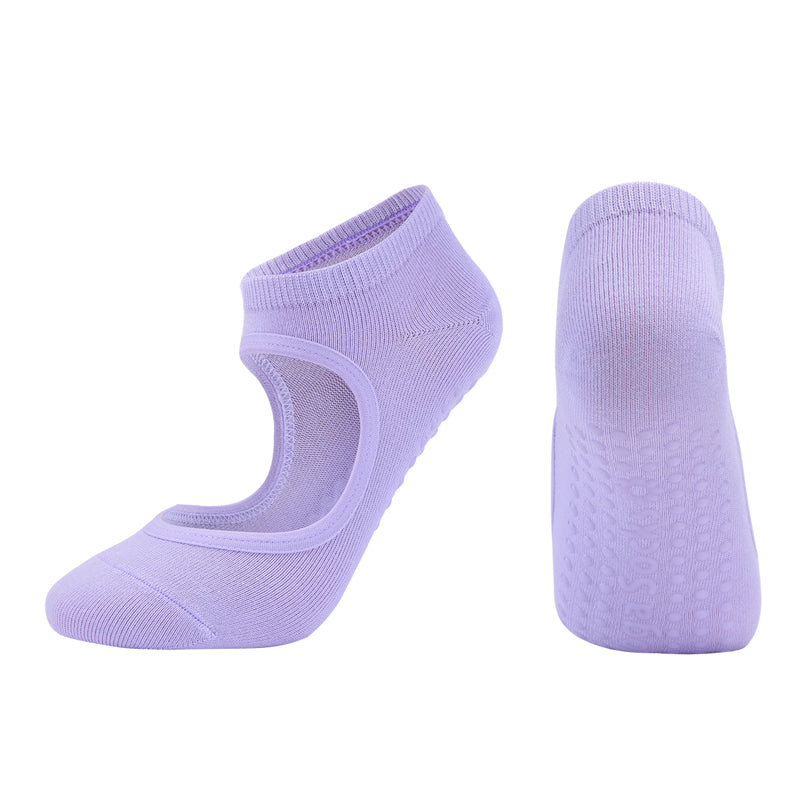 【Yoga Socks】K1浅紫-女士圆头瑜伽普拉提运动袜