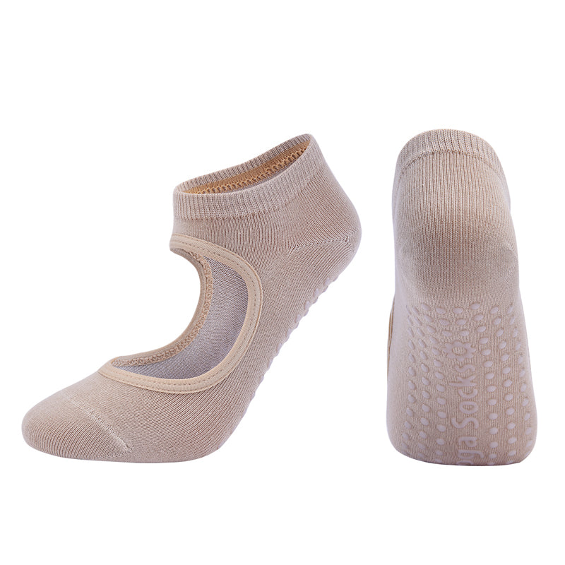 【Yoga Socks】K1米色-女士圆头瑜伽普拉提运动袜