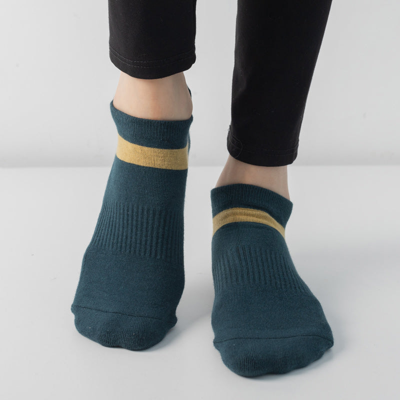 【Yoga Socks】D7绿黄-女士毛圈圆头瑜伽普拉提运动袜