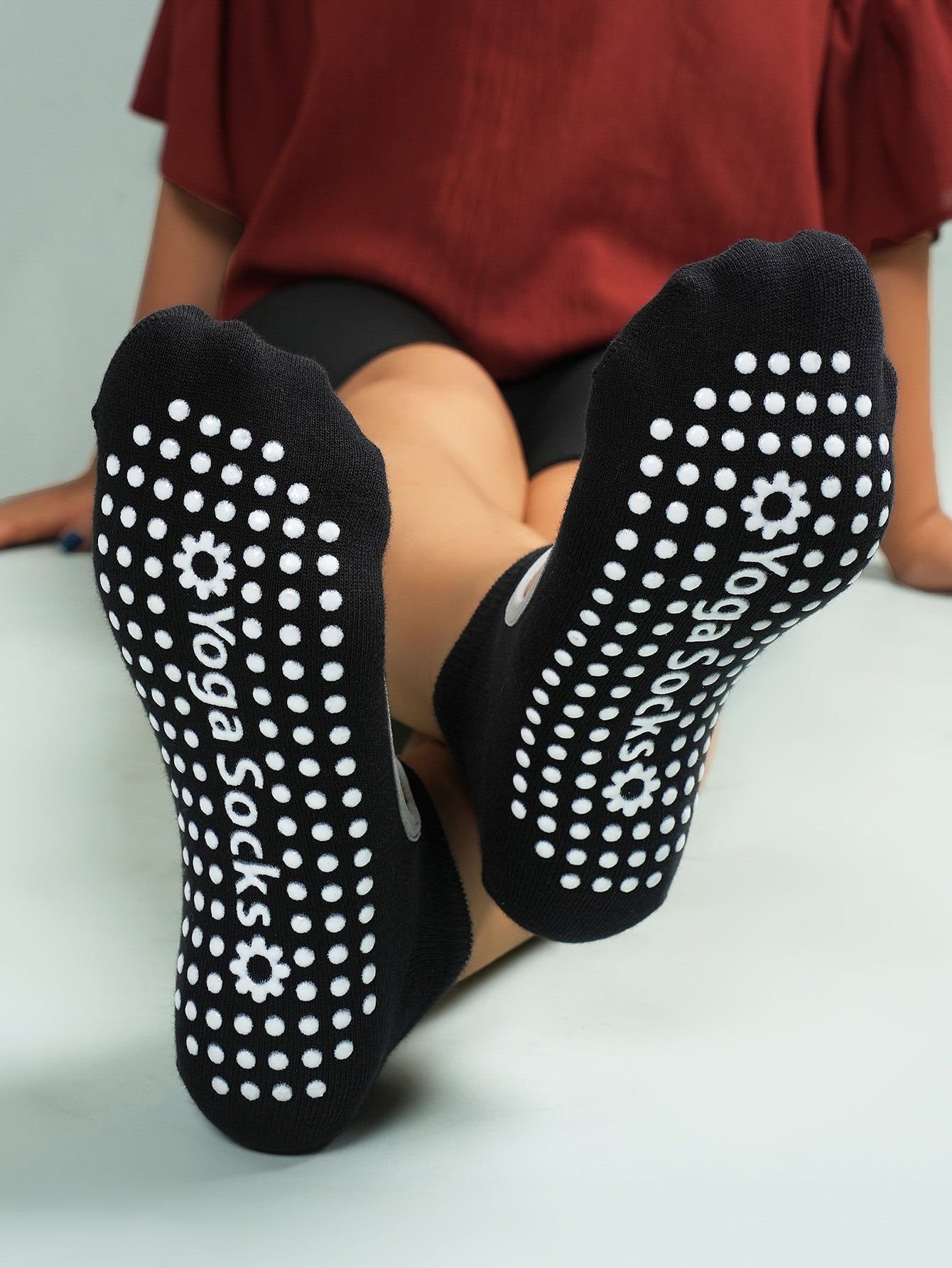 【Yoga Socks】E2黑色-女士圆头瑜伽普拉提运动袜