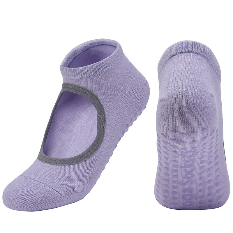 【Yoga Socks】E1浅紫-女士圆头瑜伽普拉提运动袜