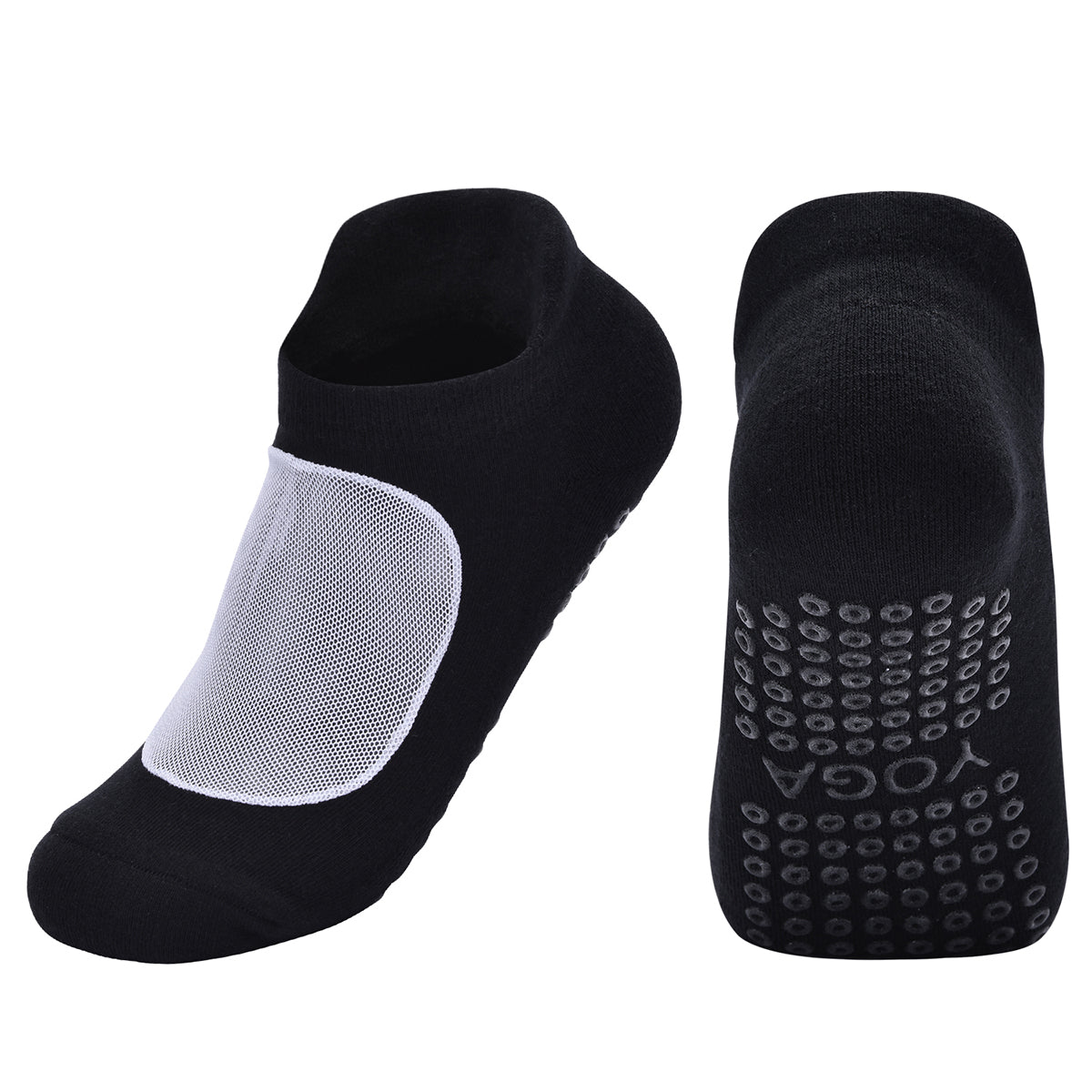 【Yoga Socks】D2黑白-女士网纱毛圈圆头瑜伽普拉提运动袜
