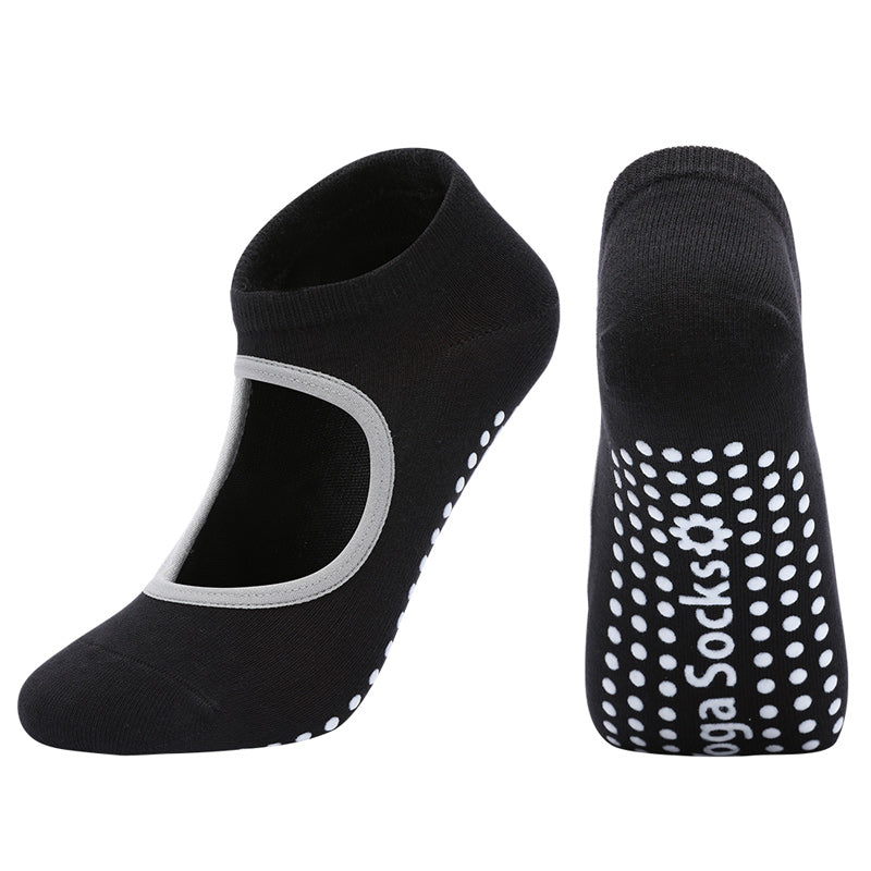 【Yoga Socks】E2黑色-女士圆头瑜伽普拉提运动袜