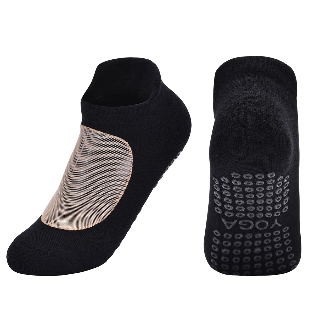 【Yoga Socks】D2黑米-女士网纱毛圈圆头瑜伽普拉提运动袜